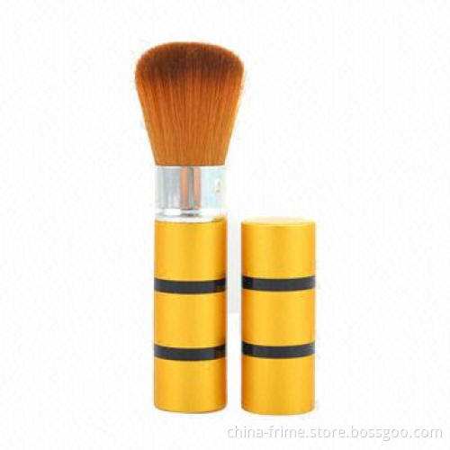 Retractable Makeup Powder Brush, New Design, Yellow Color, Soft Synthetic Hair
